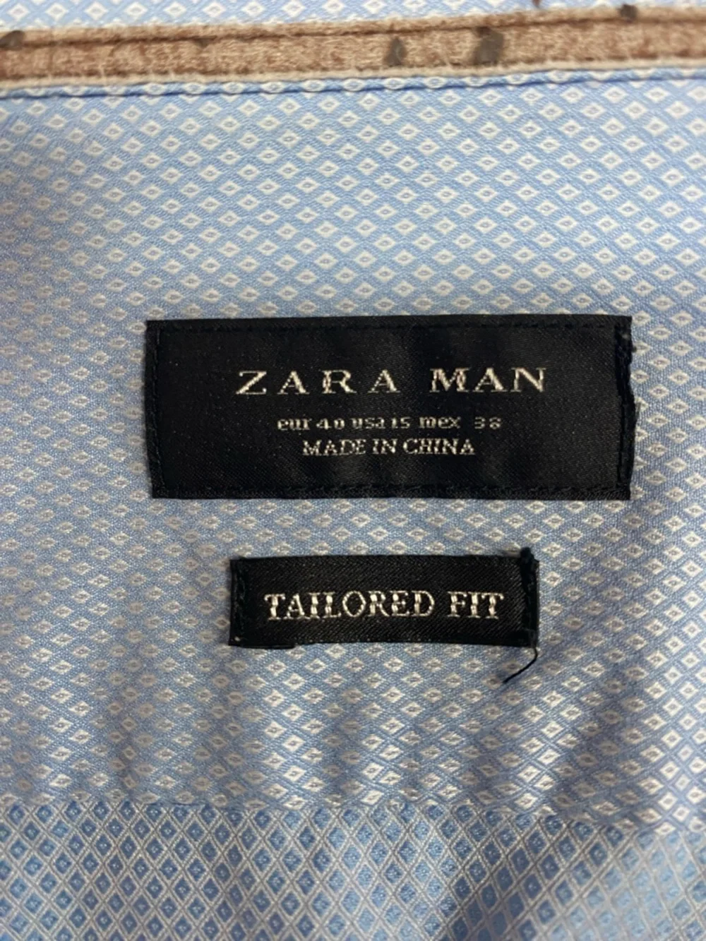 Zara Man Tailored Fit Pale Blue Patterned Dress Shirt Men’s Medium - Picture 3 of 4